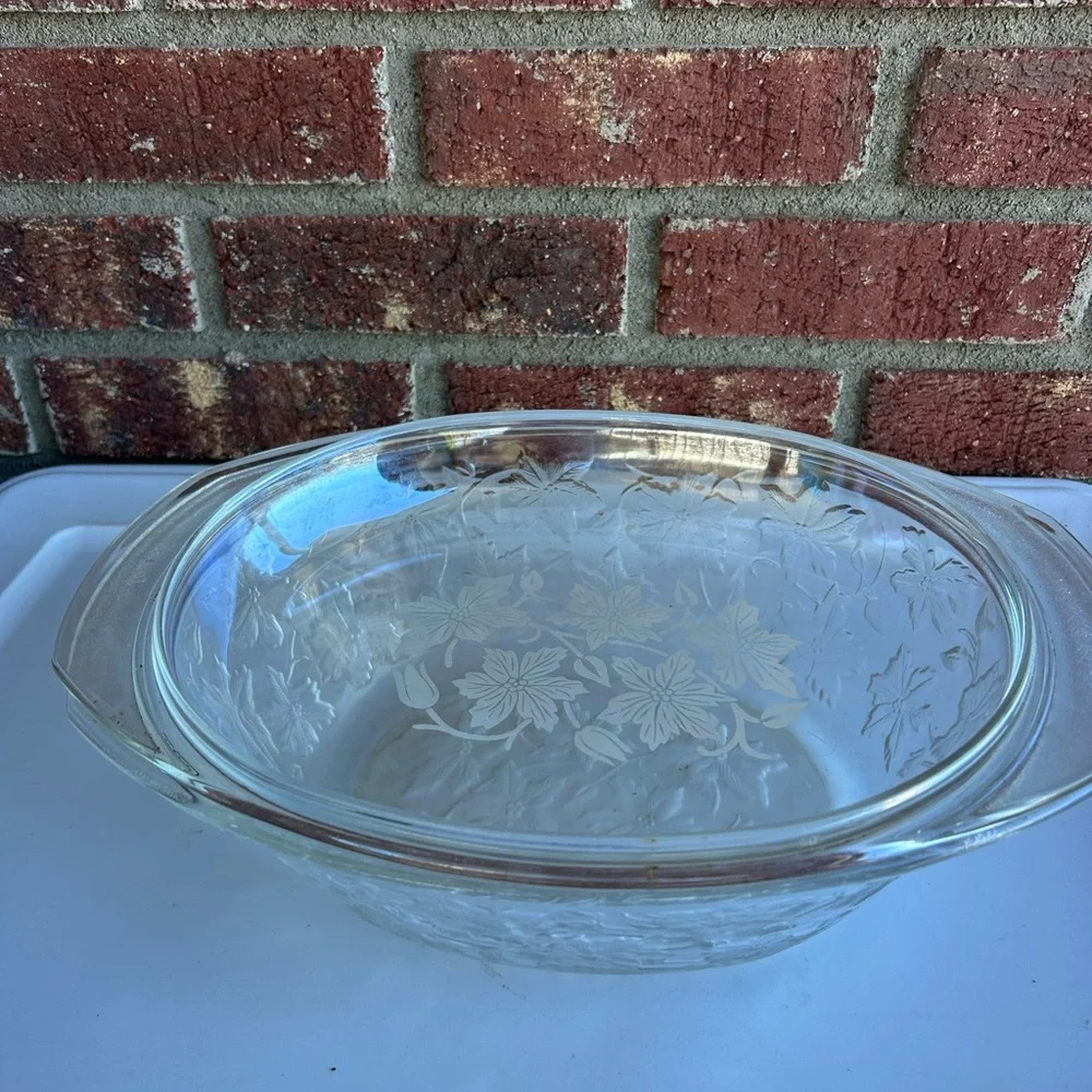 Princess House Clear Glass Floral Casserole‎ Dish
